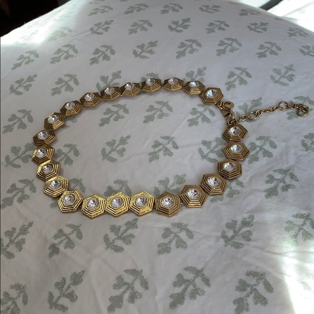 J.CREW hexagon with gemstone detail choker
